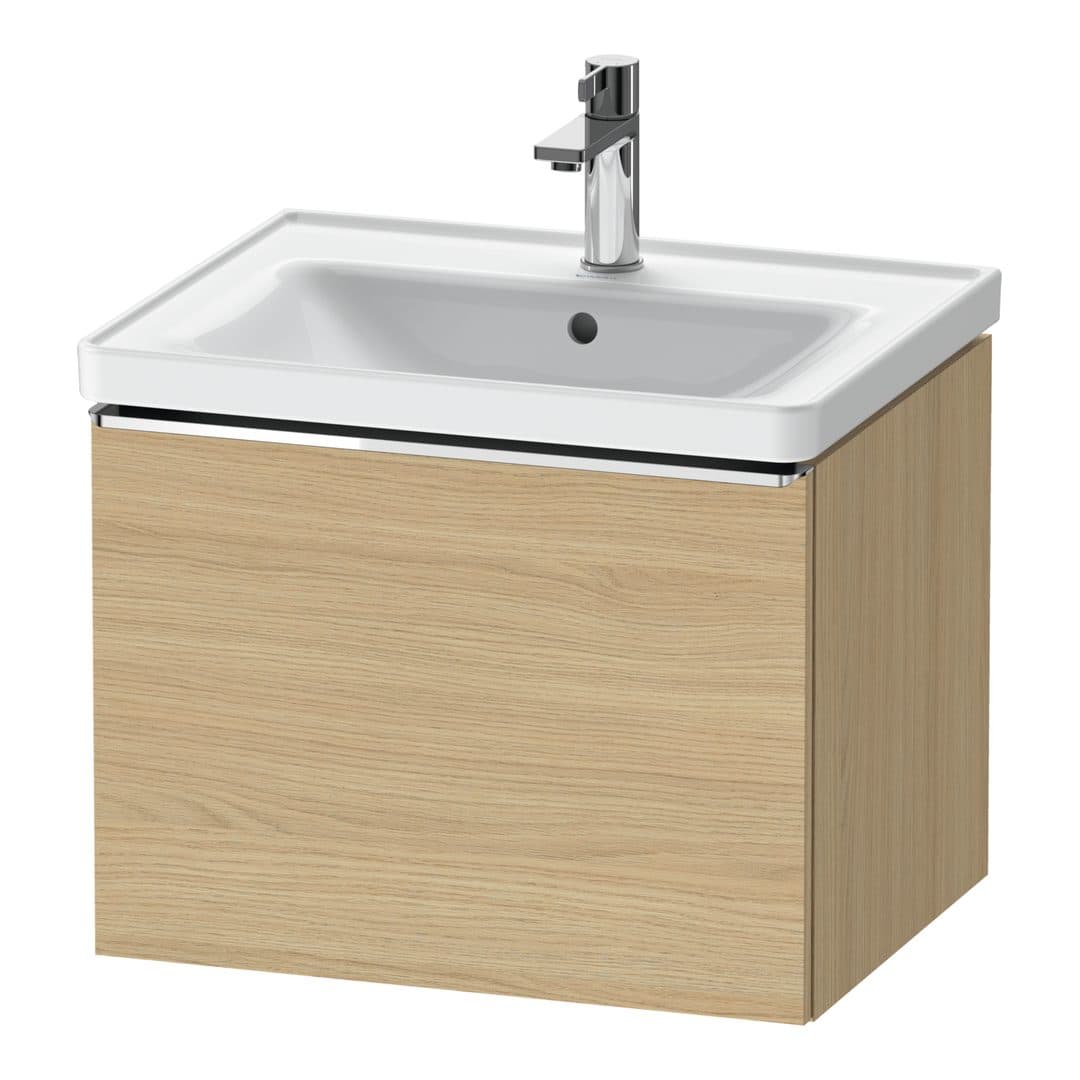 Duravit D-Neo – Έπιπλο Νιπτήρα – 584 mm, 1 συρτάρι, νιπτήρας κέντρο, 584 x 452 x 440 mm, Chrome High Gloss – Natural oak, Decor (DE4249010300000)