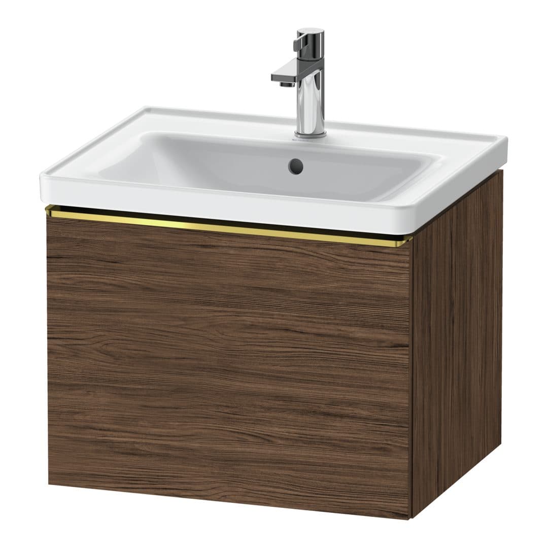Duravit D-Neo – Έπιπλο Νιπτήρα – 584 mm, 1 συρτάρι, νιπτήρας κέντρο, 584 x 452 x 440 mm, Gold Polished – Walnut dark Matt, Decor (DE4249034210000)