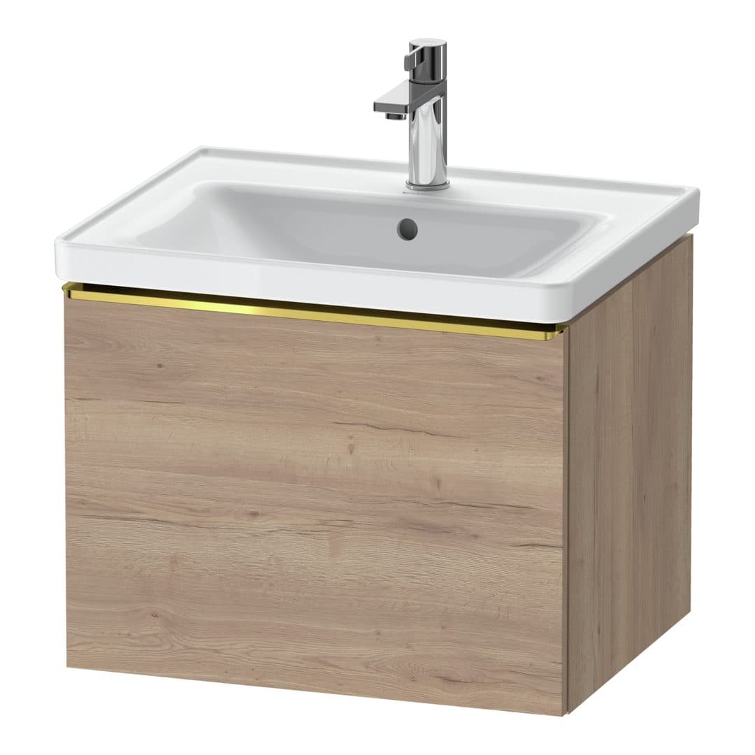 Duravit D-Neo – Έπιπλο Νιπτήρα – 584 mm, 1 συρτάρι, νιπτήρας κέντρο, 584 x 452 x 440 mm, Gold Polished – Marbled Oak Matt, Decor (DE4249034550000)