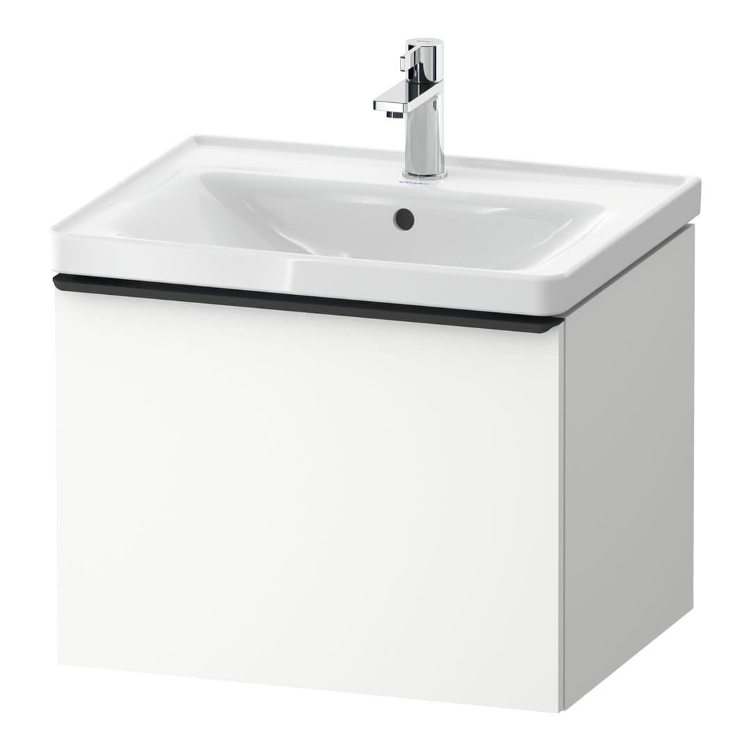 Duravit D-Neo – Έπιπλο Νιπτήρα – 584 mm, 1 συρτάρι, νιπτήρας κέντρο, 584 x 452 x 440 mm, Diamond black Matt – White Matt, Decor (DE42490BD180000)