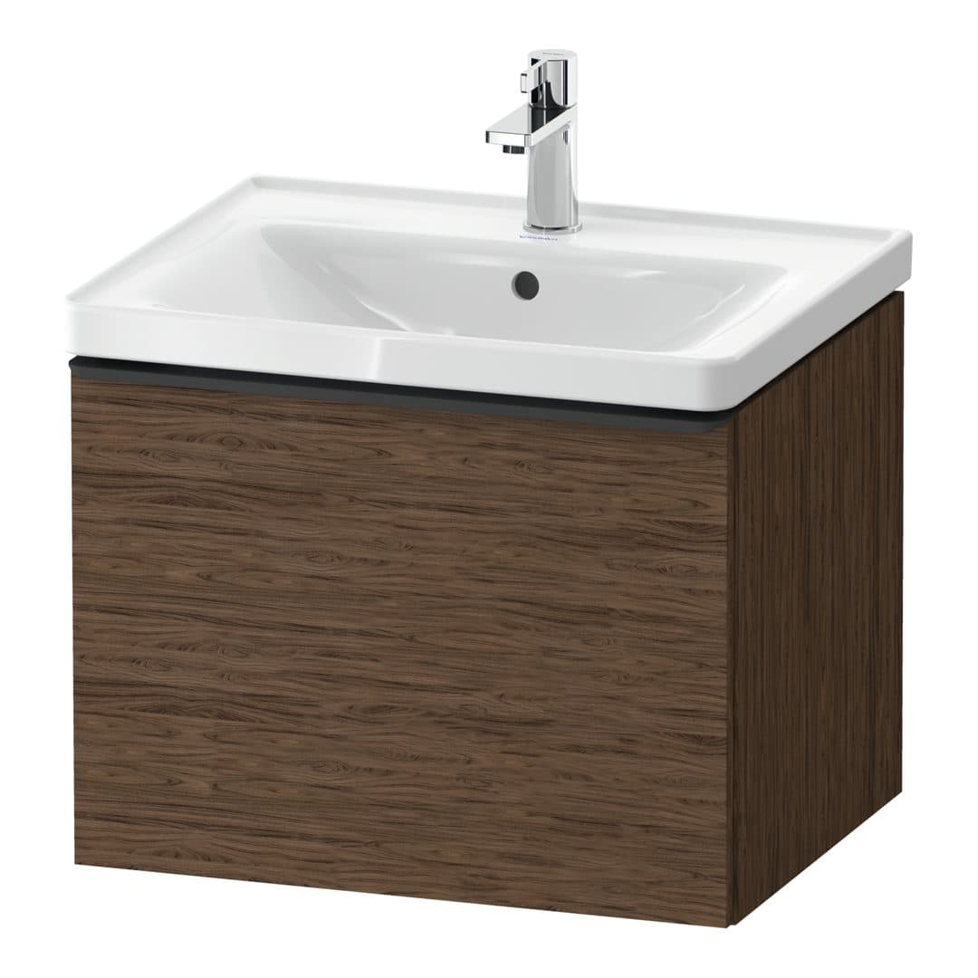 Duravit D-Neo – Έπιπλο Νιπτήρα – 584 mm, 1 συρτάρι, νιπτήρας κέντρο, 584 x 452 x 440 mm, Diamond black Matt – Walnut dark Matt, Decor (DE42490BD210000)