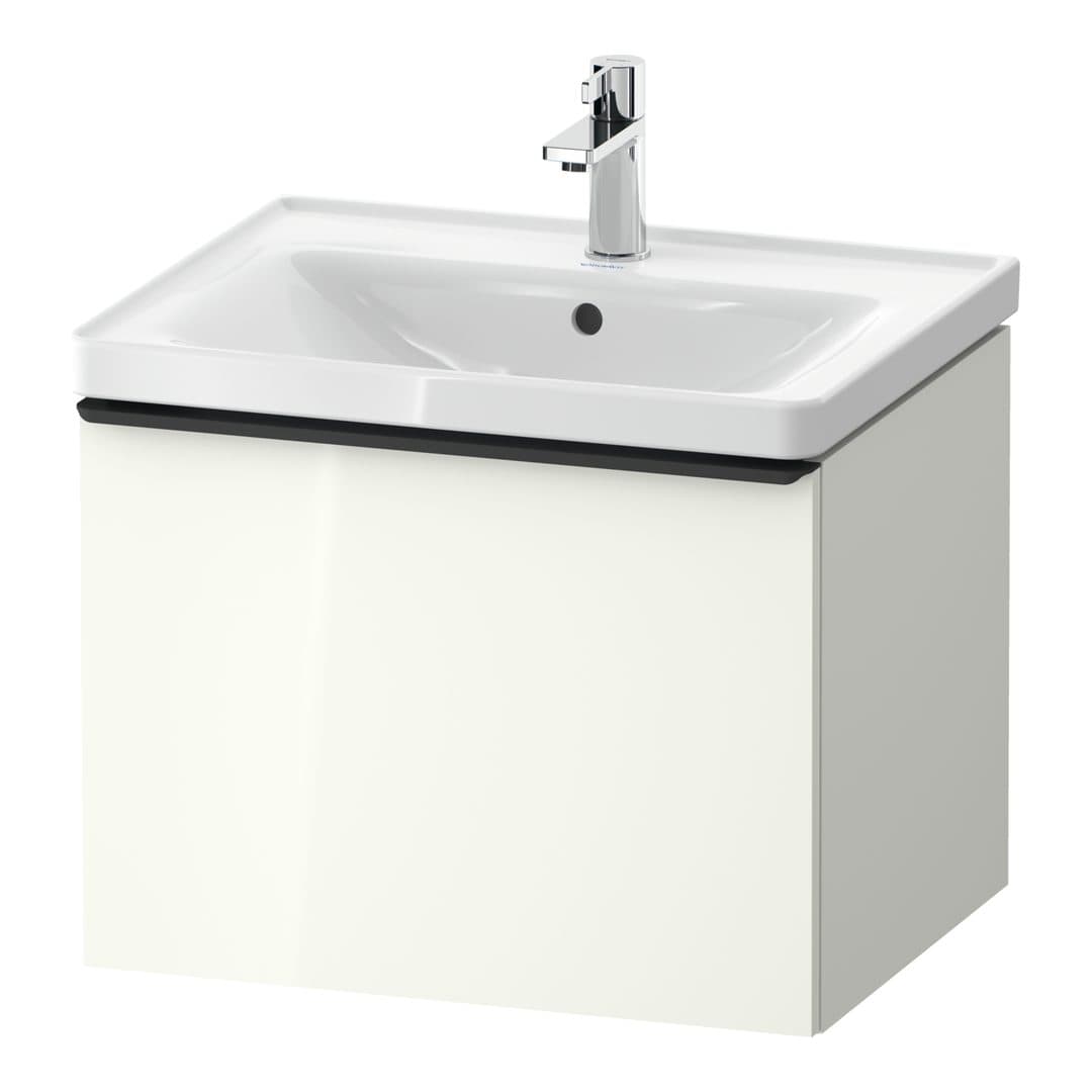 Duravit D-Neo – Έπιπλο Νιπτήρα – 584 mm, 1 συρτάρι, νιπτήρας κέντρο, 584 x 452 x 440 mm, Diamond black Matt – White High Gloss, Decor (DE42490BD220000)