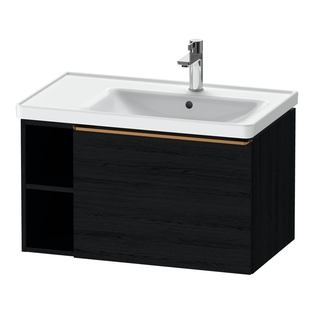 Duravit D-Neo – Έπιπλο Νιπτήρα – 784 mm, 1 συρτάρι, νιπτήρας δεξιά, Bronze Brushed – Black oak Matt, Decor (DE4257004160000)
