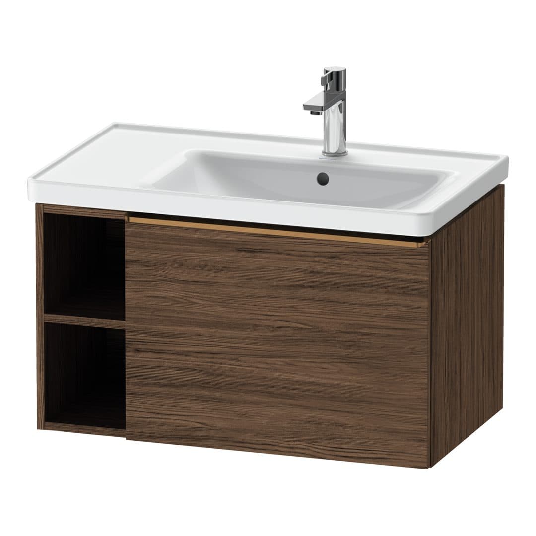 Duravit D-Neo – Έπιπλο Νιπτήρα – 784 mm, 1 συρτάρι, νιπτήρας δεξιά, Bronze Brushed – Walnut dark Matt, Decor (DE4257004210000)