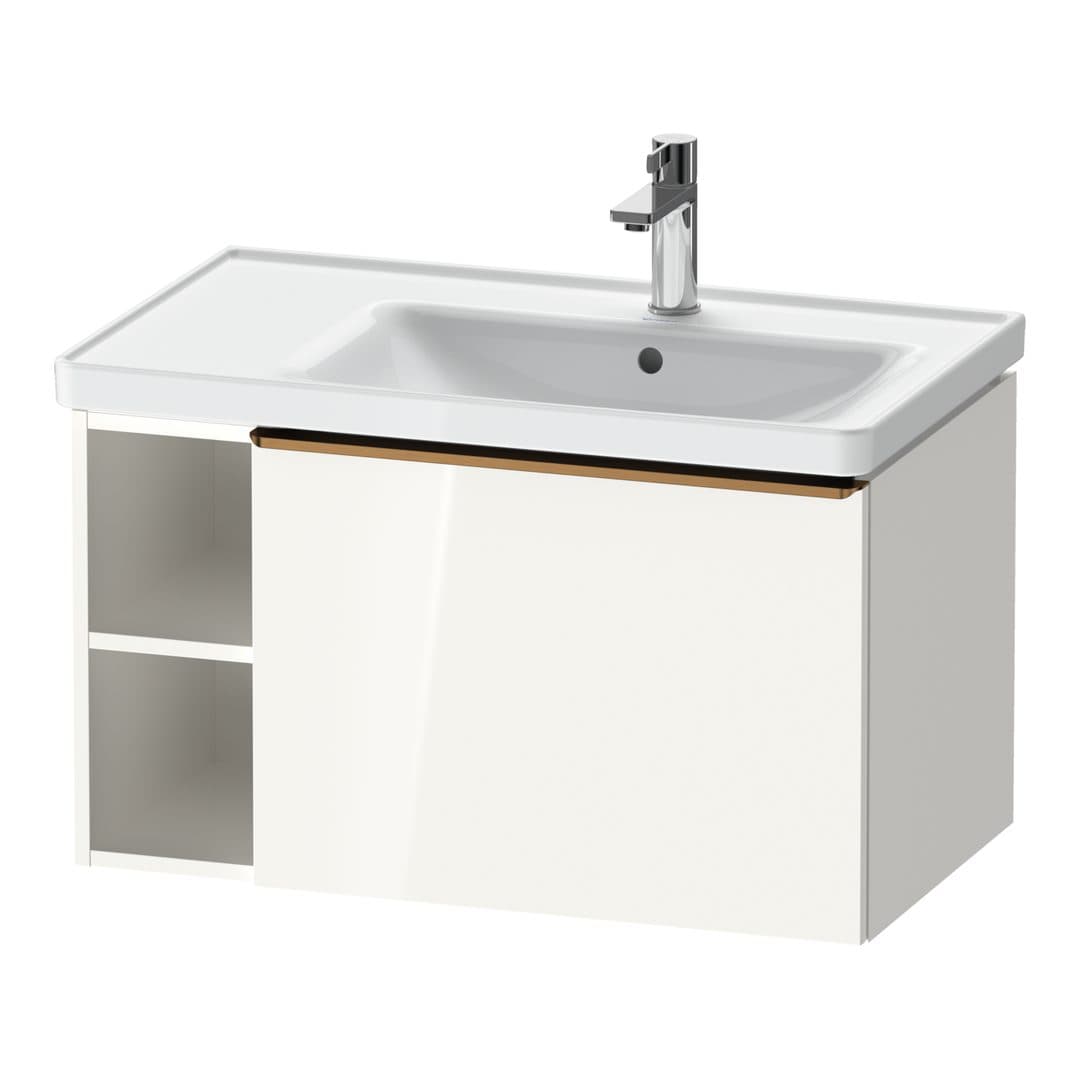 Duravit D-Neo – Έπιπλο Νιπτήρα – 784 mm, 1 συρτάρι, νιπτήρας δεξιά, Bronze Brushed – White High Gloss, Decor (DE4257004220000)