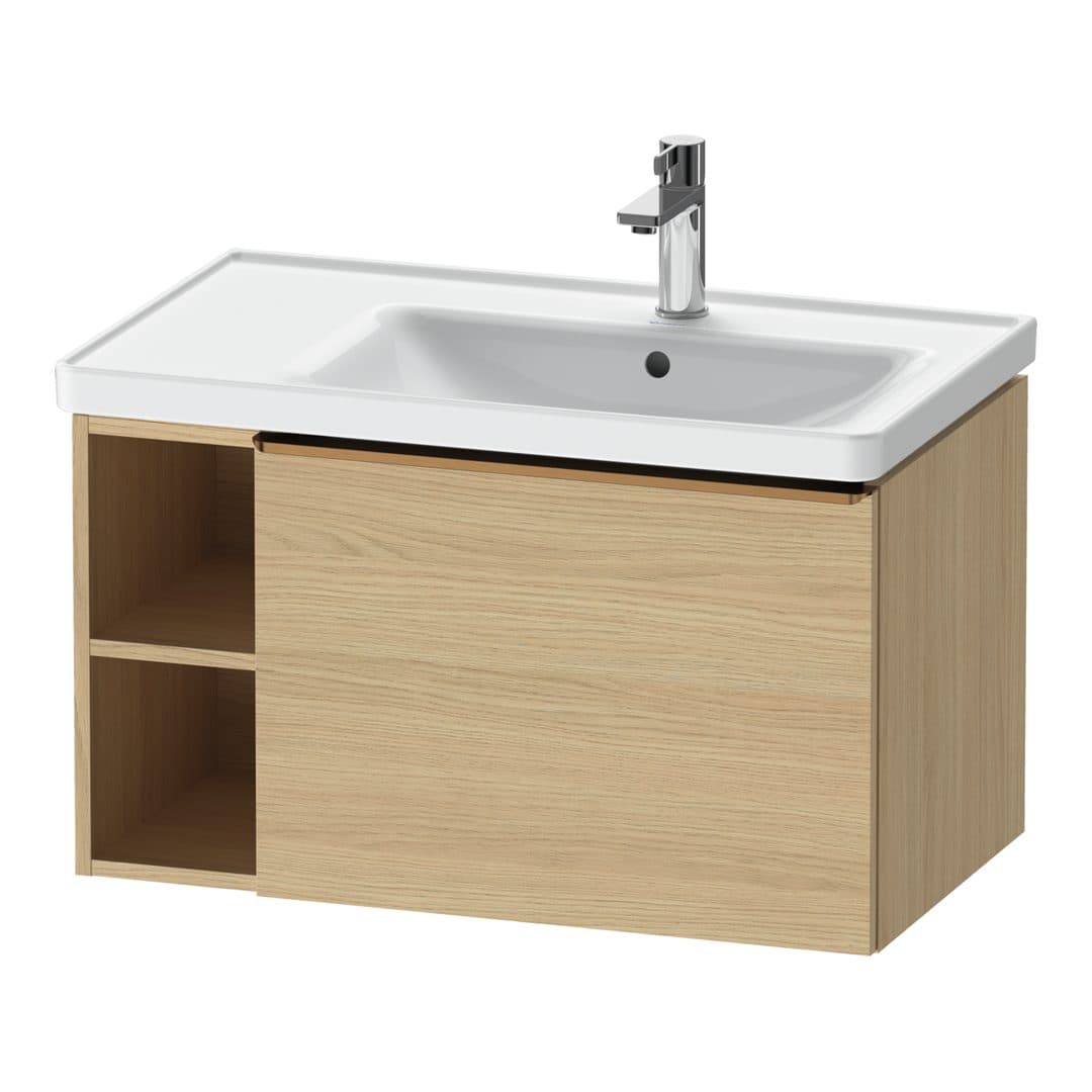 Duravit D-Neo – Έπιπλο Νιπτήρα – 784 mm, 1 συρτάρι, νιπτήρας δεξιά, Bronze Brushed – Natural oak, Decor (DE4257004300000)