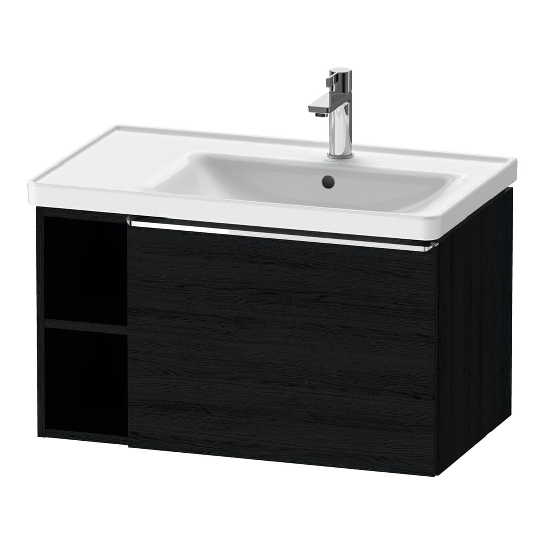 Duravit D-Neo – Έπιπλο Νιπτήρα – 784 mm, 1 συρτάρι, νιπτήρας δεξιά, Chrome High Gloss – Black oak Matt, Decor (DE4257010160000)