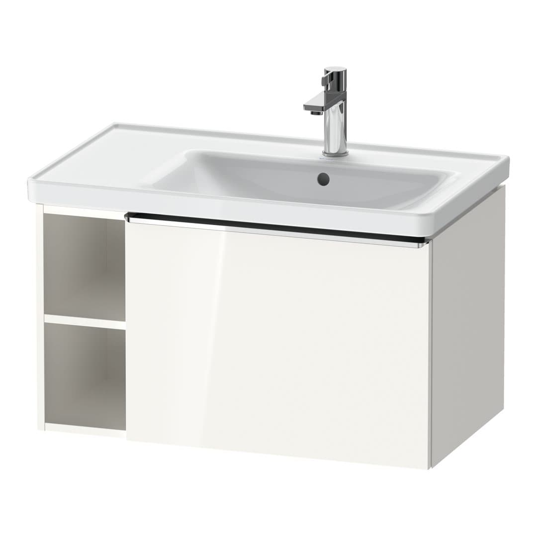 Duravit D-Neo – Έπιπλο Νιπτήρα – 784 mm, 1 συρτάρι, νιπτήρας δεξιά, Chrome High Gloss – White High Gloss, Decor (DE4257010220000)