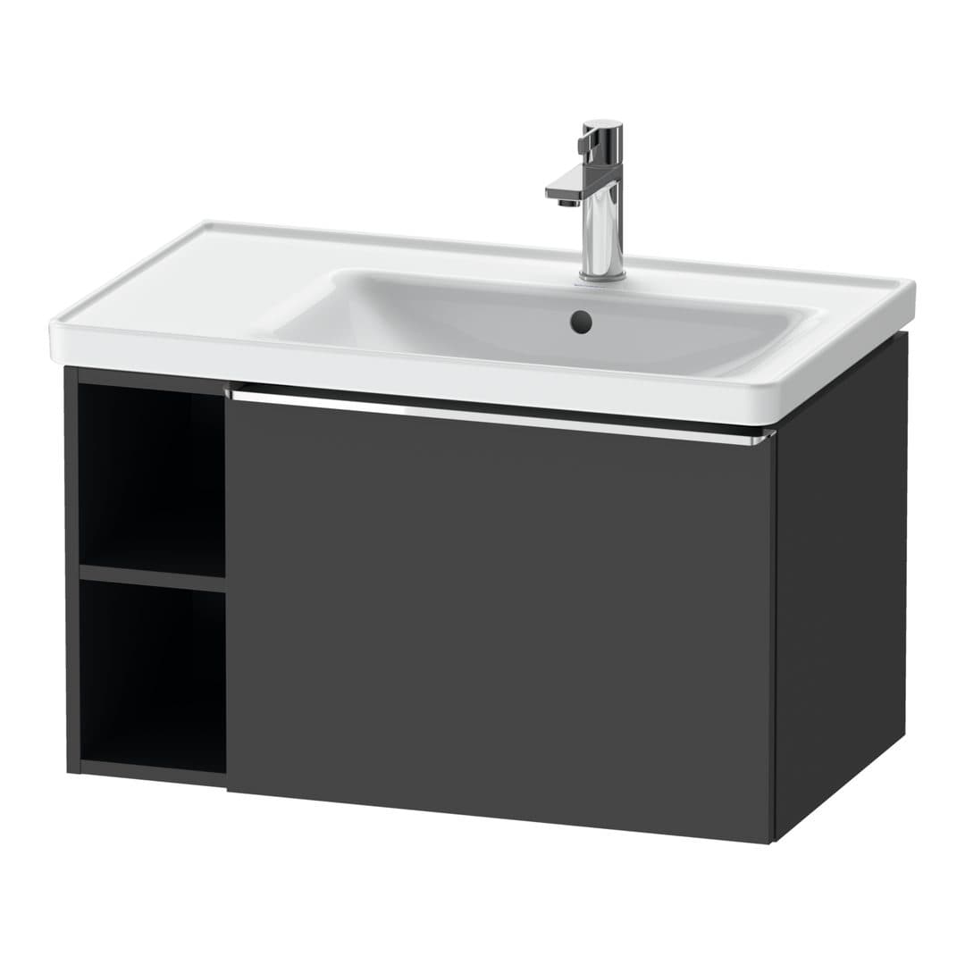 Duravit D-Neo – Έπιπλο Νιπτήρα – 784 mm, 1 συρτάρι, νιπτήρας δεξιά, Chrome High Gloss – Graphite Matt, Decor (DE4257010490000)