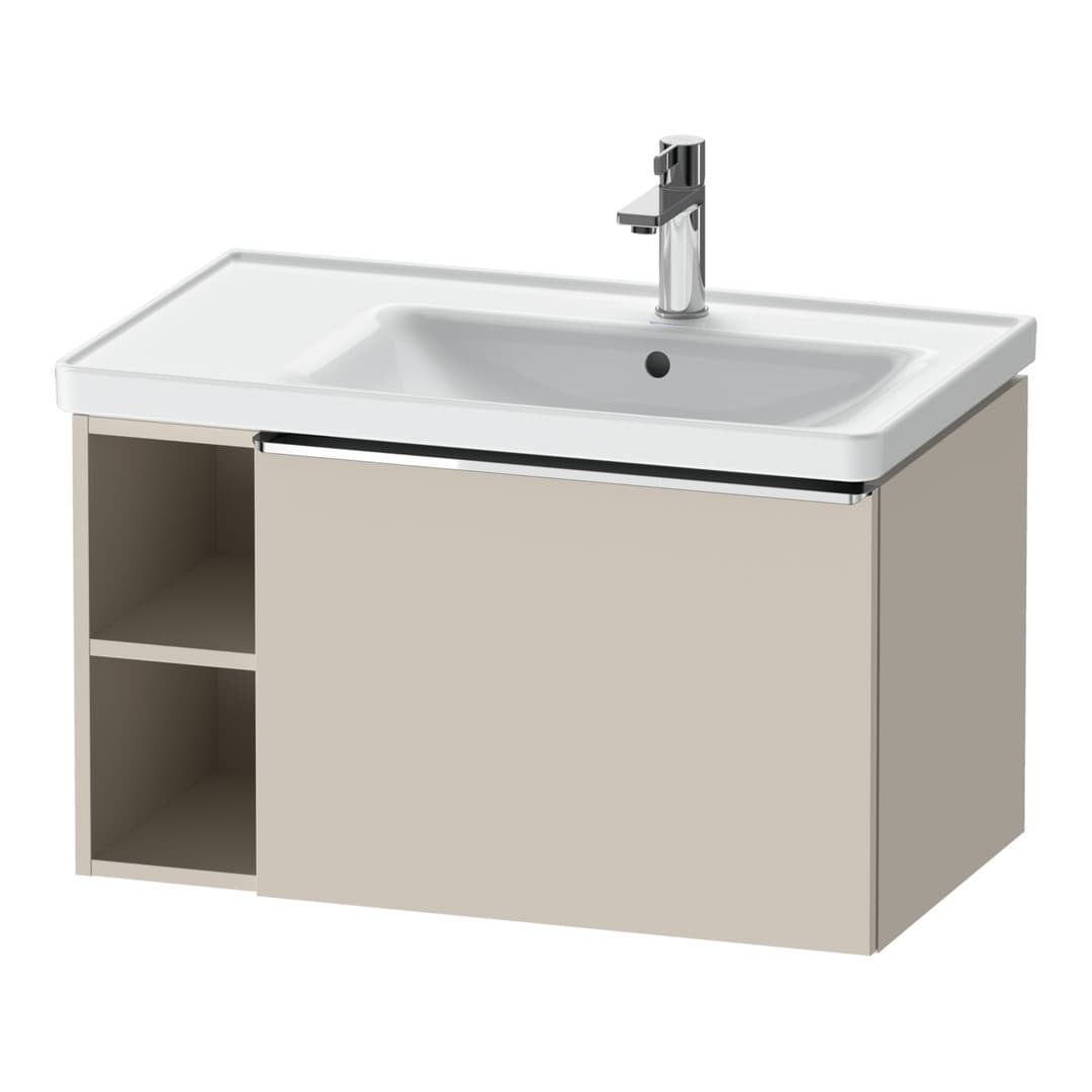 Duravit D-Neo – Έπιπλο Νιπτήρα – 784 mm, 1 συρτάρι, νιπτήρας δεξιά, Chrome High Gloss – Taupe Matt, Decor (DE4257010910000)