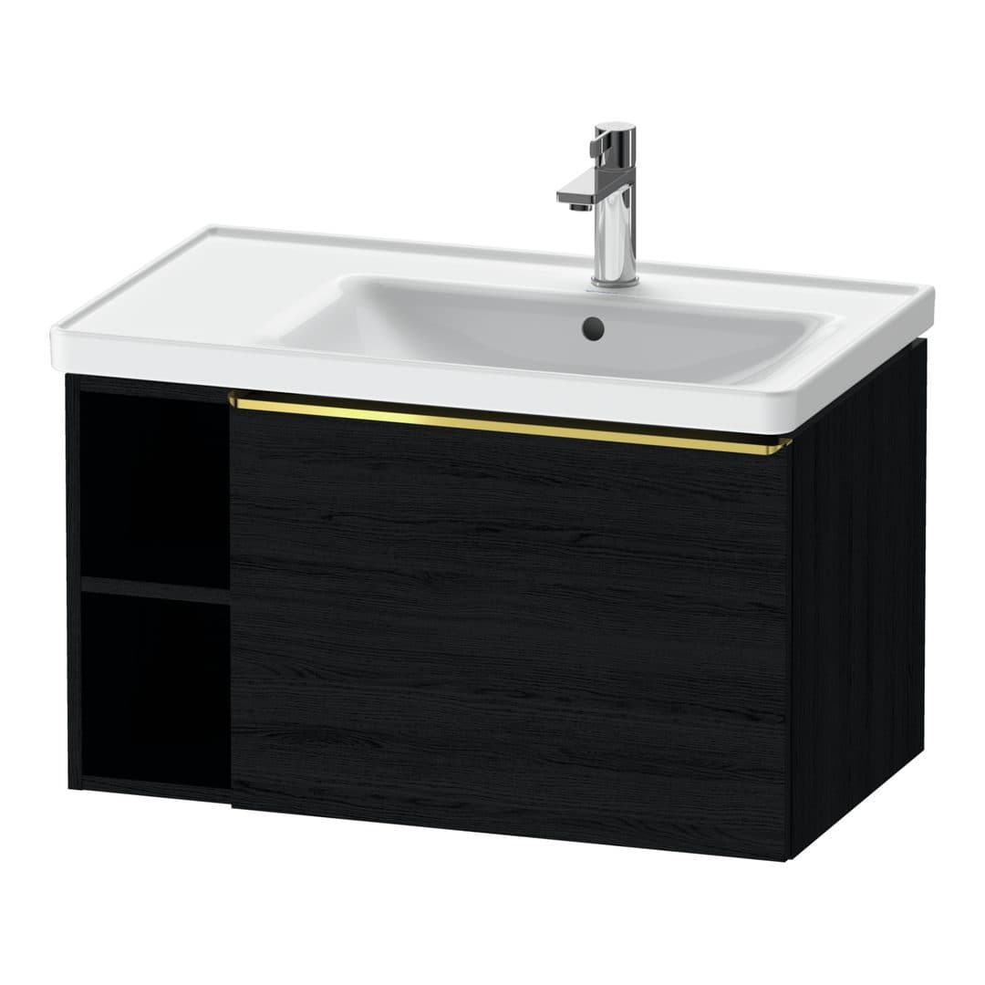 Duravit D-Neo – Έπιπλο Νιπτήρα – 784 mm, 1 συρτάρι, νιπτήρας δεξιά, Gold Polished – Black oak Matt, Decor (DE4257034160000)