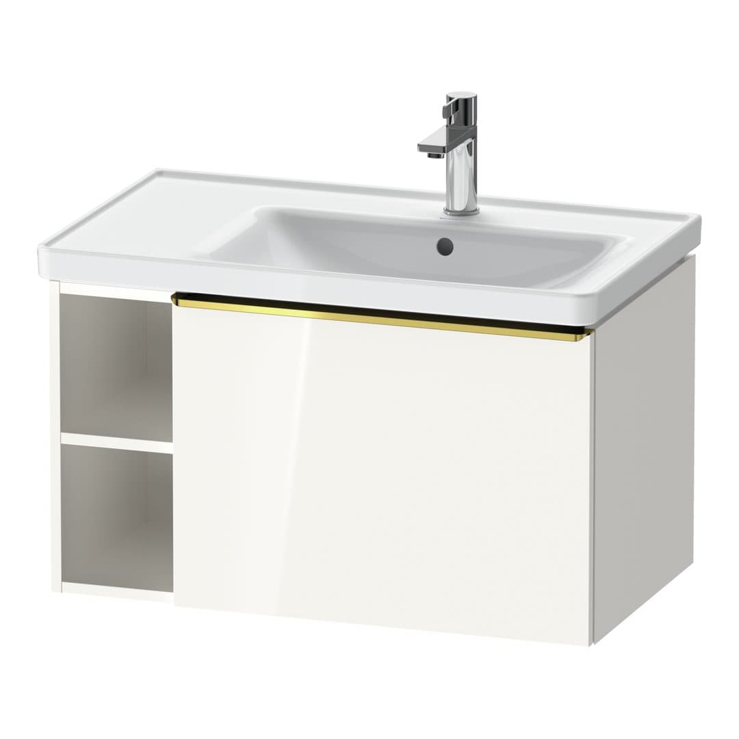 Duravit D-Neo – Έπιπλο Νιπτήρα – 784 mm, 1 συρτάρι, νιπτήρας δεξιά, Gold Polished – White High Gloss, Decor (DE4257034220000)