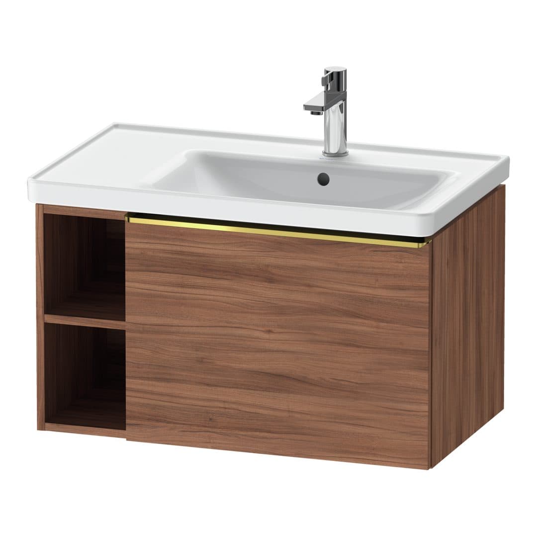 Duravit D-Neo – Έπιπλο Νιπτήρα – 784 mm, 1 συρτάρι, νιπτήρας δεξιά, Gold Polished – Walnut Matt, Decor (DE4257034790000)