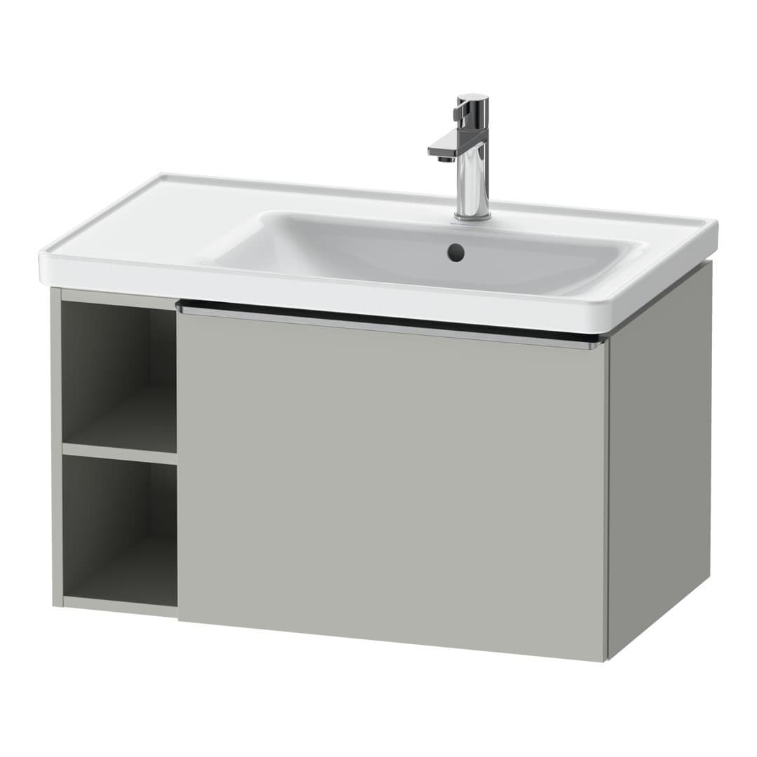 Duravit D-Neo – Έπιπλο Νιπτήρα – 784 mm, 1 συρτάρι, νιπτήρας δεξιά, Stainless steel Brushed – Concrete grey Matt, Decor (DE4257070070000)