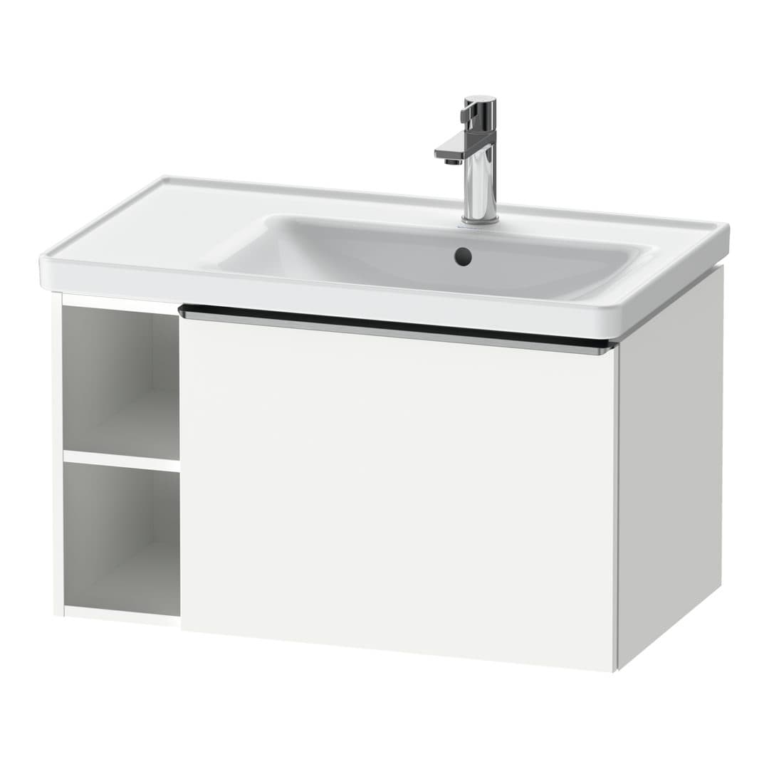Duravit D-Neo – Έπιπλο Νιπτήρα – 784 mm, 1 συρτάρι, νιπτήρας δεξιά, Stainless steel Brushed – White Matt, Decor (DE4257070180000)
