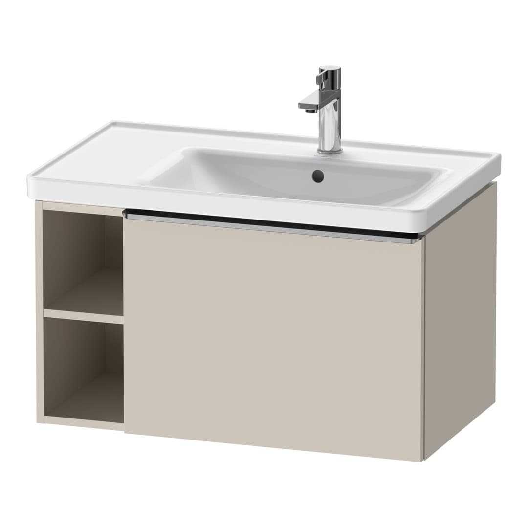 Duravit D-Neo – Έπιπλο Νιπτήρα – 784 mm, 1 συρτάρι, νιπτήρας δεξιά, Stainless steel Brushed – Taupe Matt, Decor (DE4257070910000)