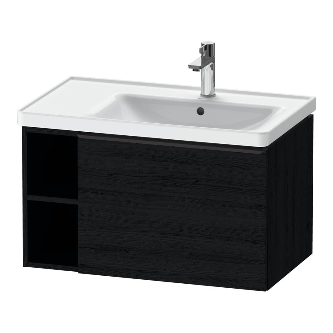Duravit D-Neo – Έπιπλο Νιπτήρα – 784 mm, 1 συρτάρι, νιπτήρας δεξιά, Diamond black Matt – Black oak Matt, Decor (DE42570BD160000)