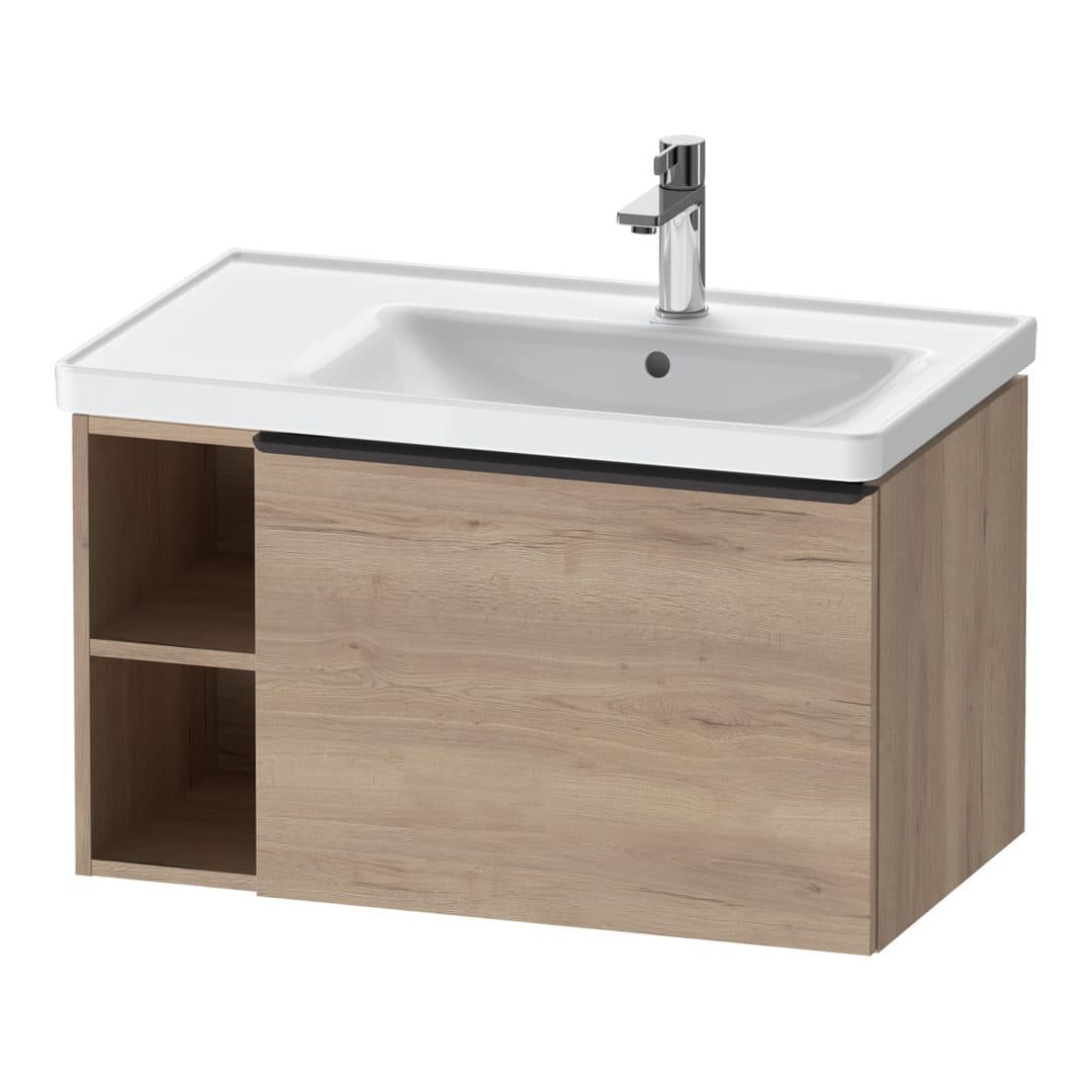 Duravit D-Neo – Έπιπλο Νιπτήρα – 784 mm, 1 συρτάρι, νιπτήρας δεξιά, Diamond black Matt – Marbled Oak Matt, Decor (DE42570BD550000)