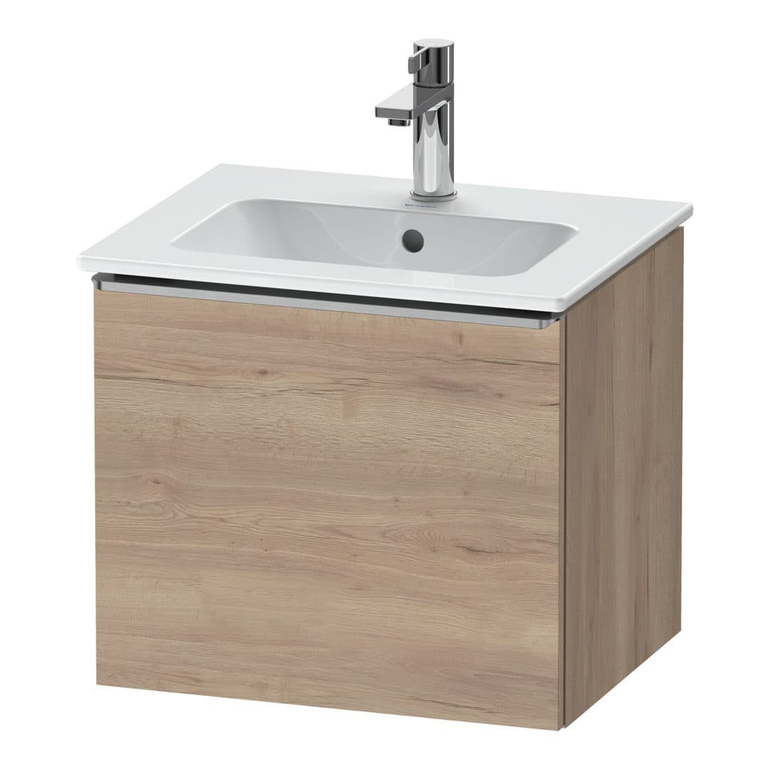 Duravit D-Neo – Έπιπλο Νιπτήρα – 510 mm, 1 συρτάρι, νιπτήρας κέντρο, Stainless steel Brushed – Marbled Oak Matt, Decor (DE4260070550000)