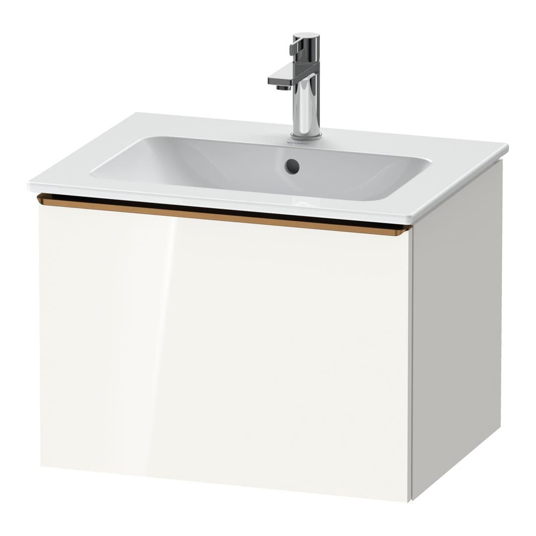 Duravit D-Neo – Έπιπλο Νιπτήρα – 610 mm, 1 συρτάρι, νιπτήρας κέντρο, Bronze Brushed – White High Gloss, Decor (DE4261004220000)