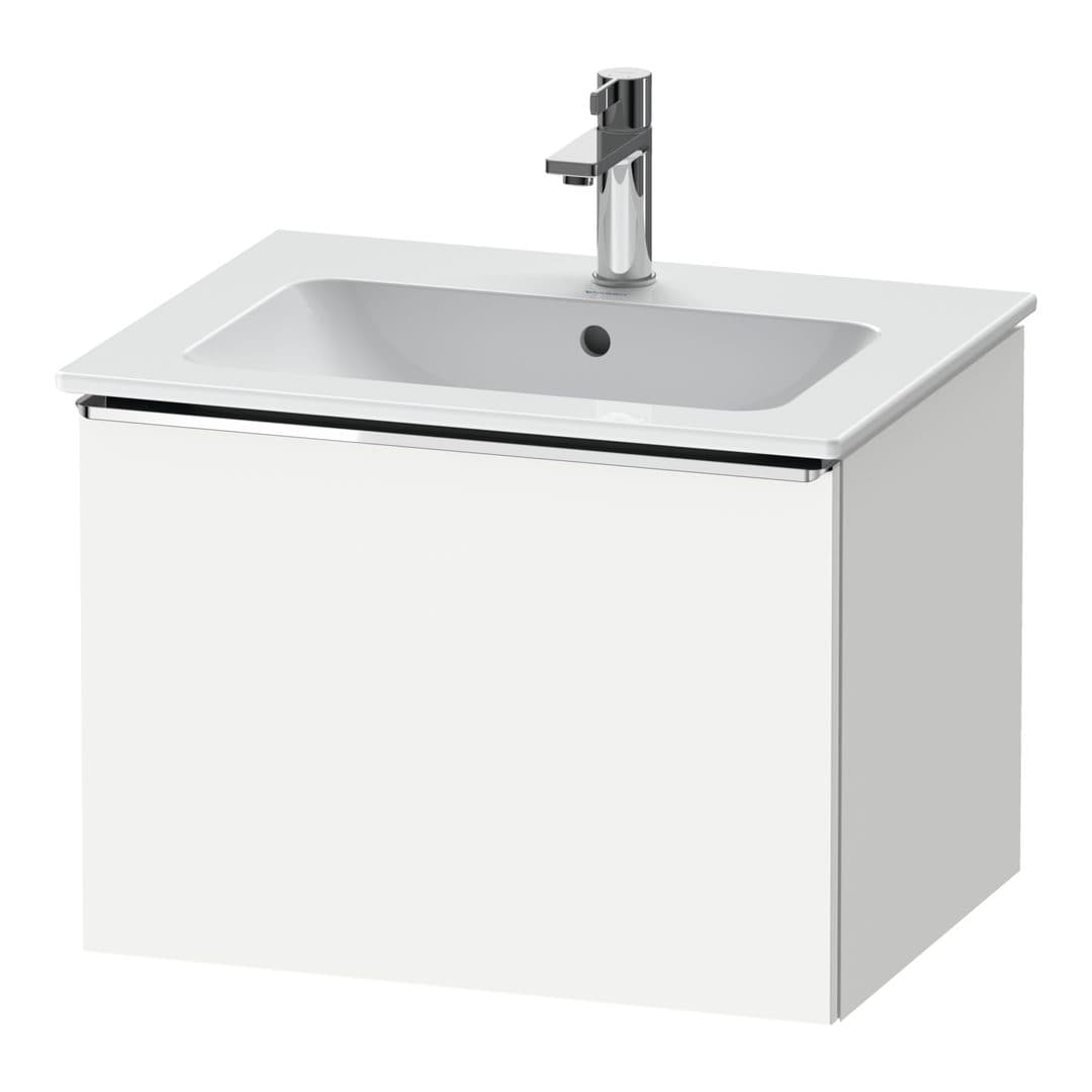 Duravit D-Neo – Έπιπλο Νιπτήρα – 610 mm, 1 συρτάρι, νιπτήρας κέντρο, Chrome High Gloss – White Matt, Decor (DE4261010180000)