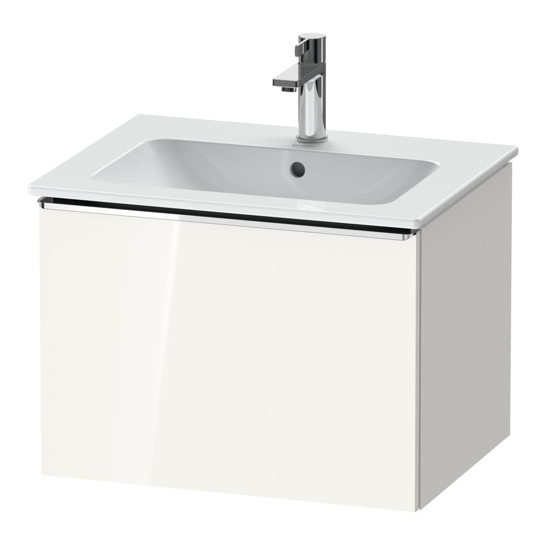 Duravit D-Neo – Έπιπλο Νιπτήρα – 610 mm, 1 συρτάρι, νιπτήρας κέντρο, Chrome High Gloss – White High Gloss, Decor (DE4261010220000)