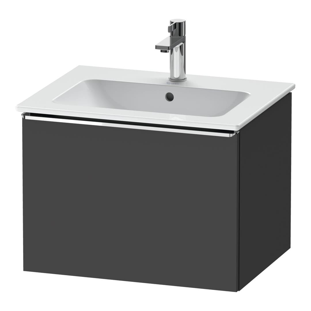 Duravit D-Neo – Έπιπλο Νιπτήρα – 610 mm, 1 συρτάρι, νιπτήρας κέντρο, Chrome High Gloss – Graphite Matt, Decor (DE4261010490000)