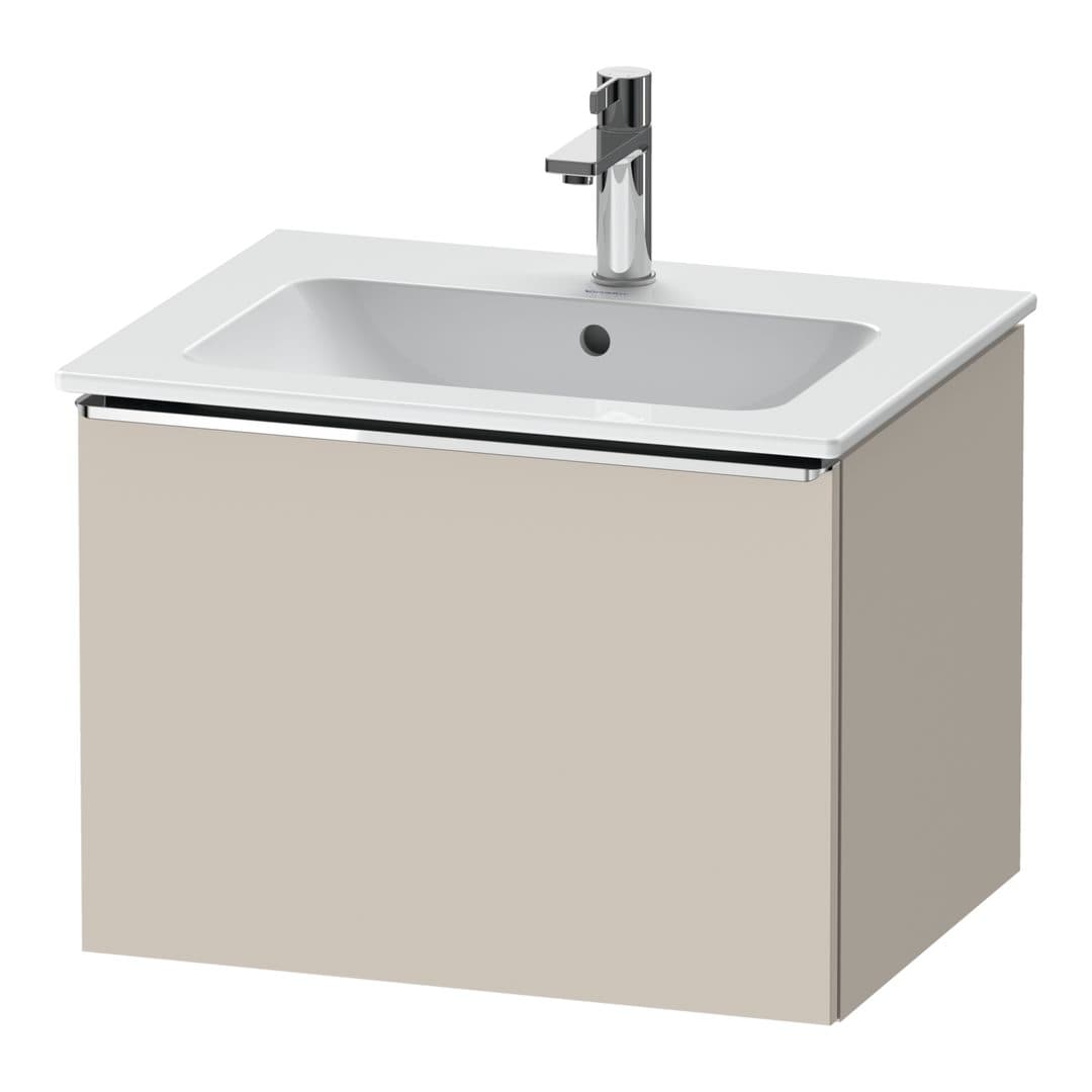 Duravit D-Neo – Έπιπλο Νιπτήρα – 610 mm, 1 συρτάρι, νιπτήρας κέντρο, Chrome High Gloss – Taupe Matt, Decor (DE4261010910000)
