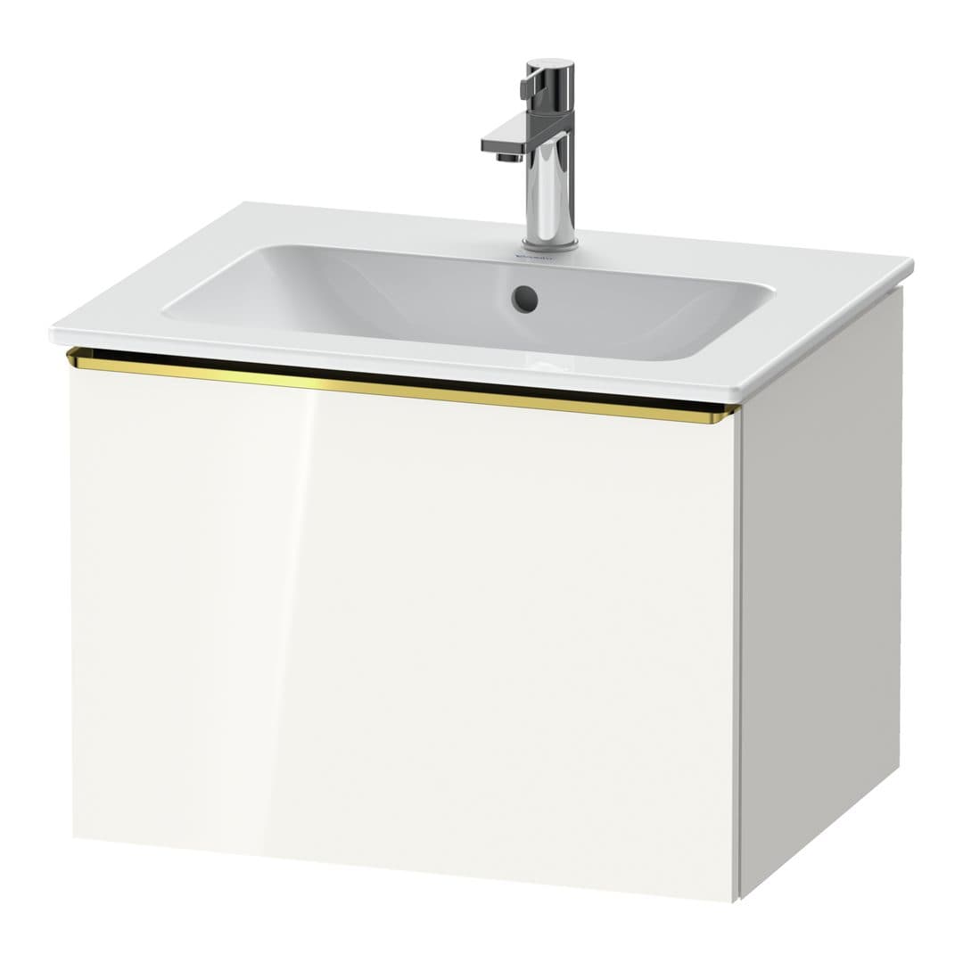 Duravit D-Neo – Έπιπλο Νιπτήρα – 610 mm, 1 συρτάρι, νιπτήρας κέντρο, Gold Polished – White High Gloss, Decor (DE4261034220000)
