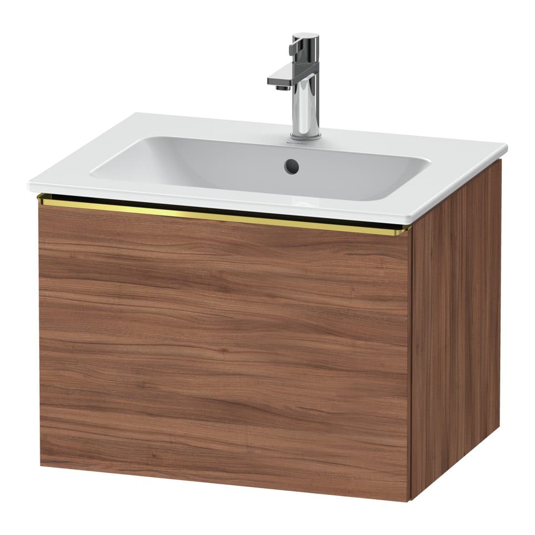 Duravit D-Neo – Έπιπλο Νιπτήρα – 610 mm, 1 συρτάρι, νιπτήρας κέντρο, Gold Polished – Walnut Matt, Decor (DE4261034790000)