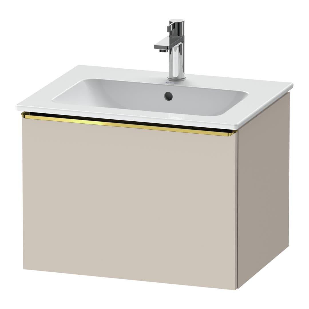 Duravit D-Neo – Έπιπλο Νιπτήρα – 610 mm, 1 συρτάρι, νιπτήρας κέντρο, Gold Polished – Taupe Matt, Decor (DE4261034910000)