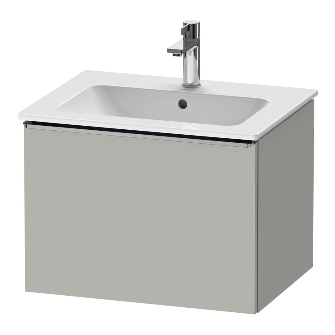 Duravit D-Neo – Έπιπλο Νιπτήρα – 610 mm, 1 συρτάρι, νιπτήρας κέντρο, Stainless steel Brushed – Concrete grey Matt, Decor (DE4261070070000)