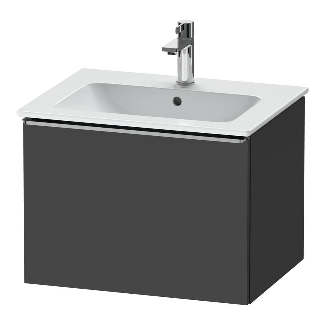 Duravit D-Neo – Έπιπλο Νιπτήρα – 610 mm, 1 συρτάρι, νιπτήρας κέντρο, Stainless steel Brushed – Graphite Matt, Decor (DE4261070490000)