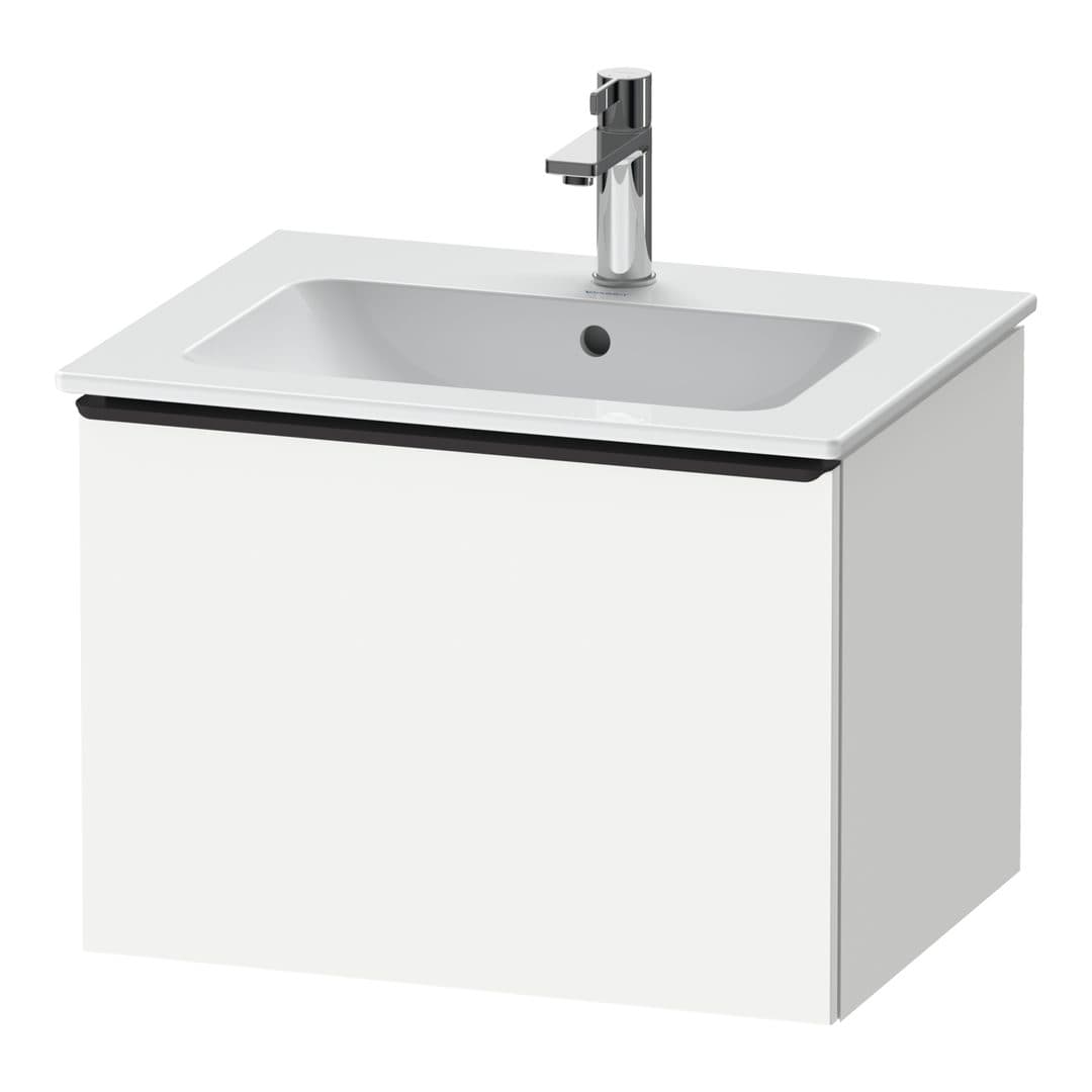 Duravit D-Neo – Έπιπλο Νιπτήρα – 610 mm, 1 συρτάρι, νιπτήρας κέντρο, Diamond black Matt – White Matt, Decor (DE42610BD180000)