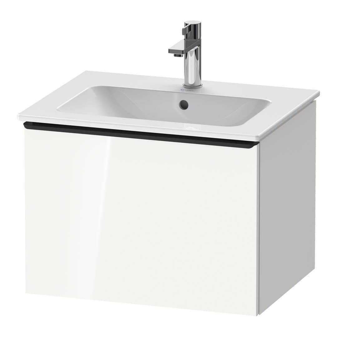 Duravit D-Neo – Έπιπλο Νιπτήρα – 610 mm, 1 συρτάρι, νιπτήρας κέντρο, Diamond black Matt – White High Gloss, Decor (DE42610BD220000)
