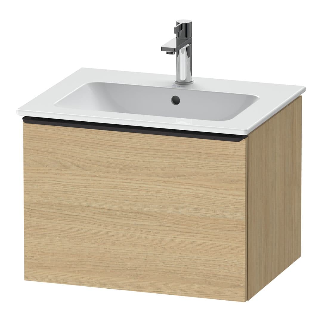 Duravit D-Neo – Έπιπλο Νιπτήρα – 610 mm, 1 συρτάρι, νιπτήρας κέντρο, Diamond black Matt – Natural oak, Decor (DE42610BD300000)