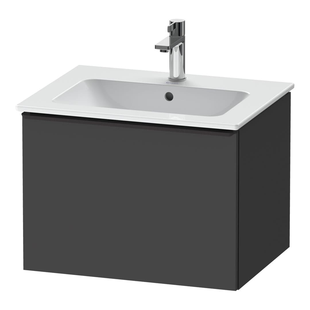 Duravit D-Neo – Έπιπλο Νιπτήρα – 610 mm, 1 συρτάρι, νιπτήρας κέντρο, Diamond black Matt – Graphite Matt, Decor (DE42610BD490000)