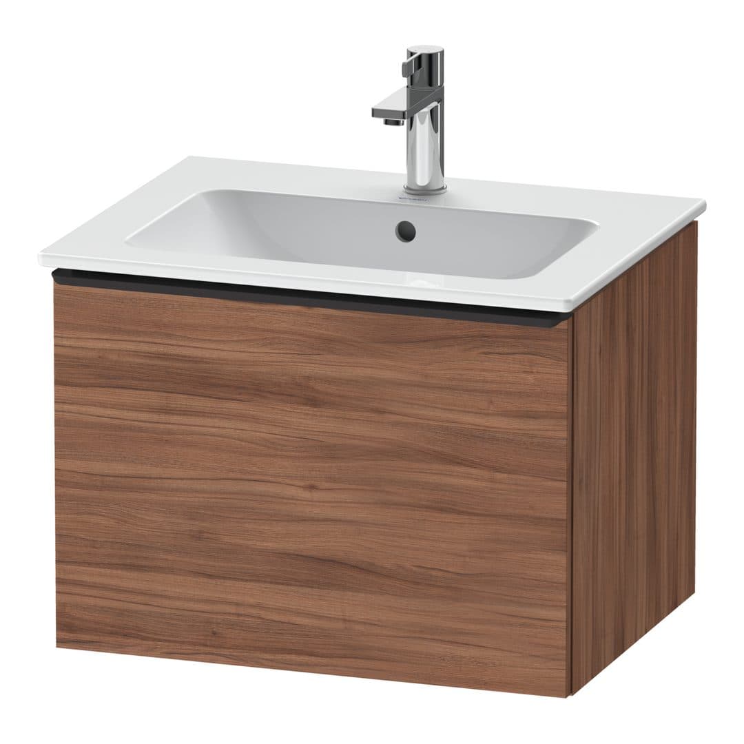Duravit D-Neo – Έπιπλο Νιπτήρα – 610 mm, 1 συρτάρι, νιπτήρας κέντρο, Diamond black Matt – Walnut Matt, Decor (DE42610BD790000)
