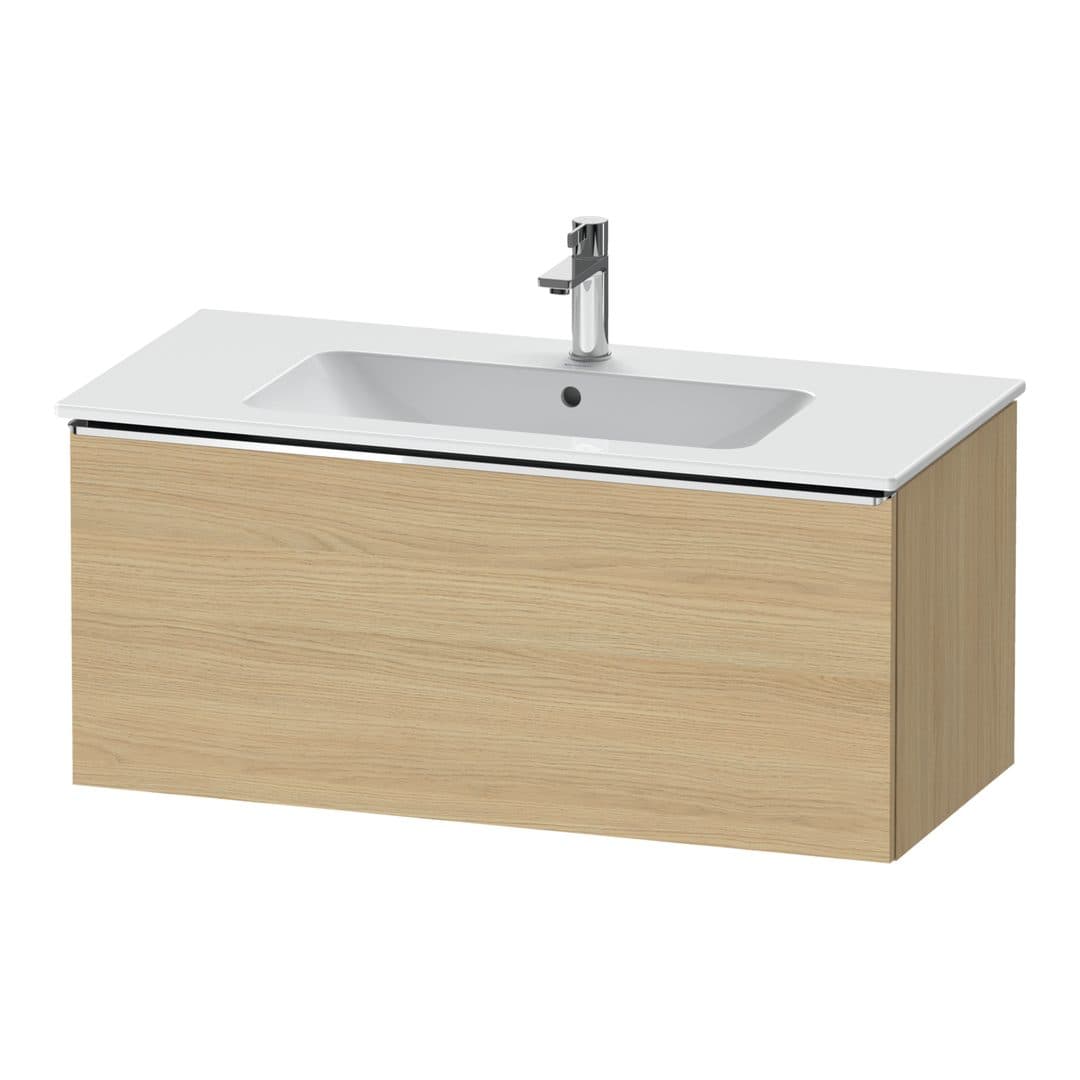 Duravit D-Neo – Έπιπλο Νιπτήρα – 1010 mm, 1 συρτάρι, νιπτήρας κέντρο, Chrome High Gloss – Natural oak, Decor (DE4263010300000)