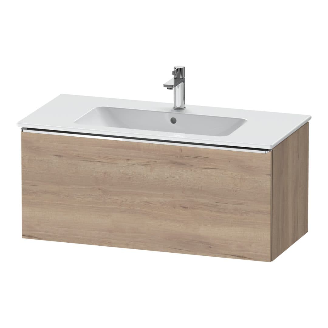 Duravit D-Neo – Έπιπλο Νιπτήρα – 1010 mm, 1 συρτάρι, νιπτήρας κέντρο, Chrome High Gloss – Marbled Oak Matt, Decor (DE4263010550000)