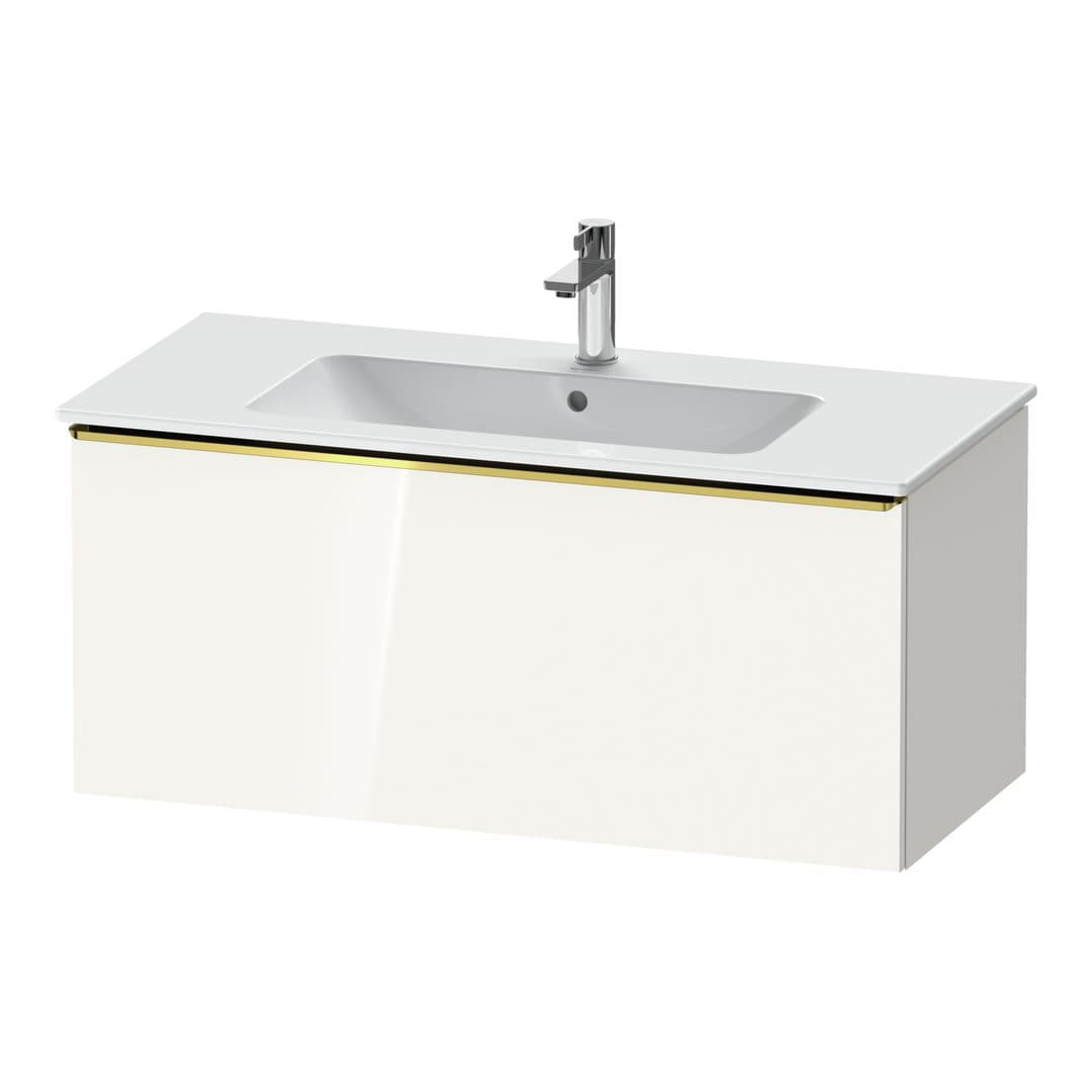 Duravit D-Neo – Έπιπλο Νιπτήρα – 1010 mm, 1 συρτάρι, νιπτήρας κέντρο, Gold Polished – White High Gloss, Decor (DE4263034220000)