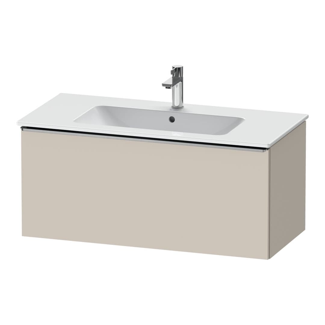 Duravit D-Neo – Έπιπλο Νιπτήρα – 1010 mm, 1 συρτάρι, νιπτήρας κέντρο, Stainless steel Brushed – Taupe Matt, Decor (DE4263070910000)