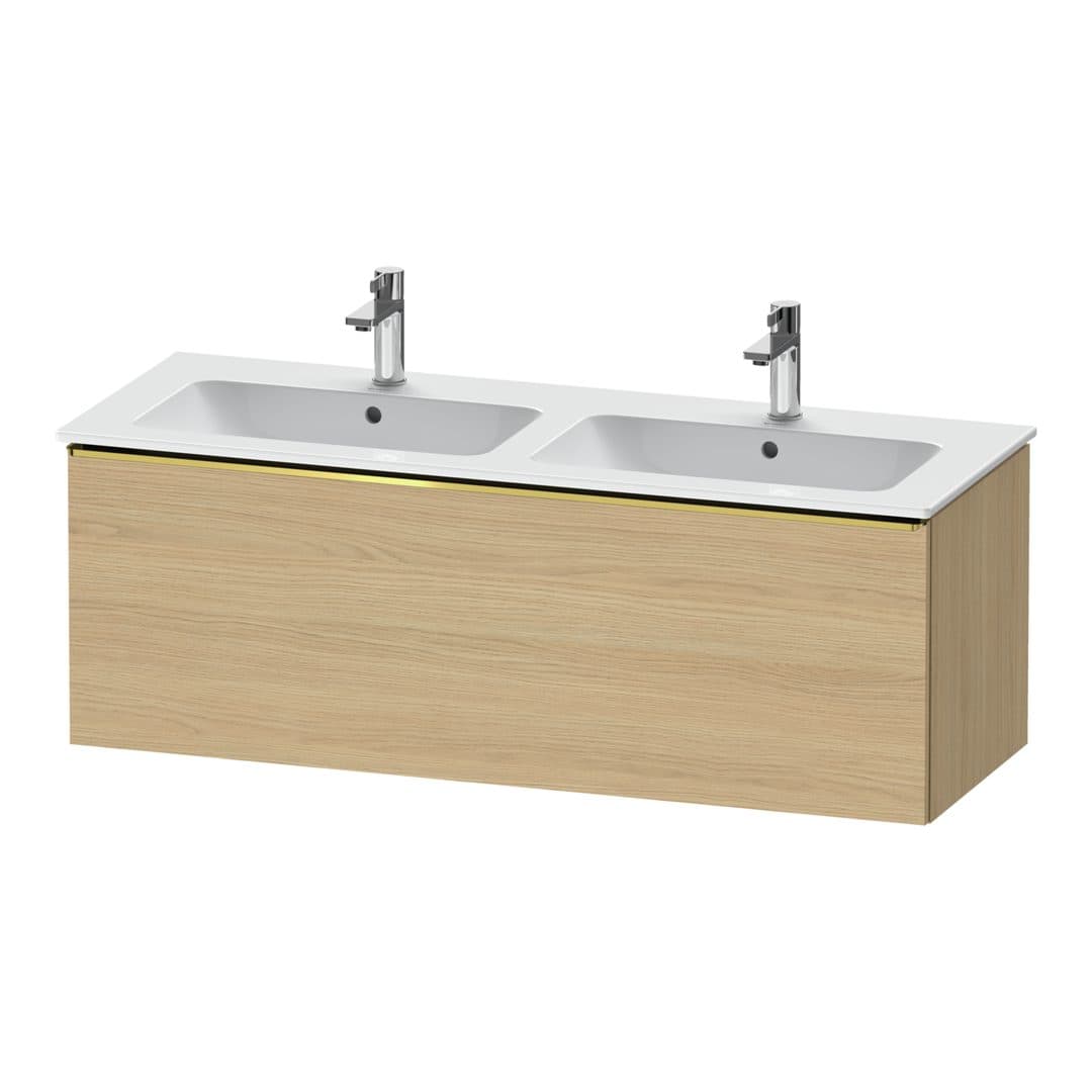 Duravit D-Neo – Έπιπλο Νιπτήρα – 1280 mm, 1 συρτάρι, Gold Polished – Natural oak, Decor (DE4265034300000)