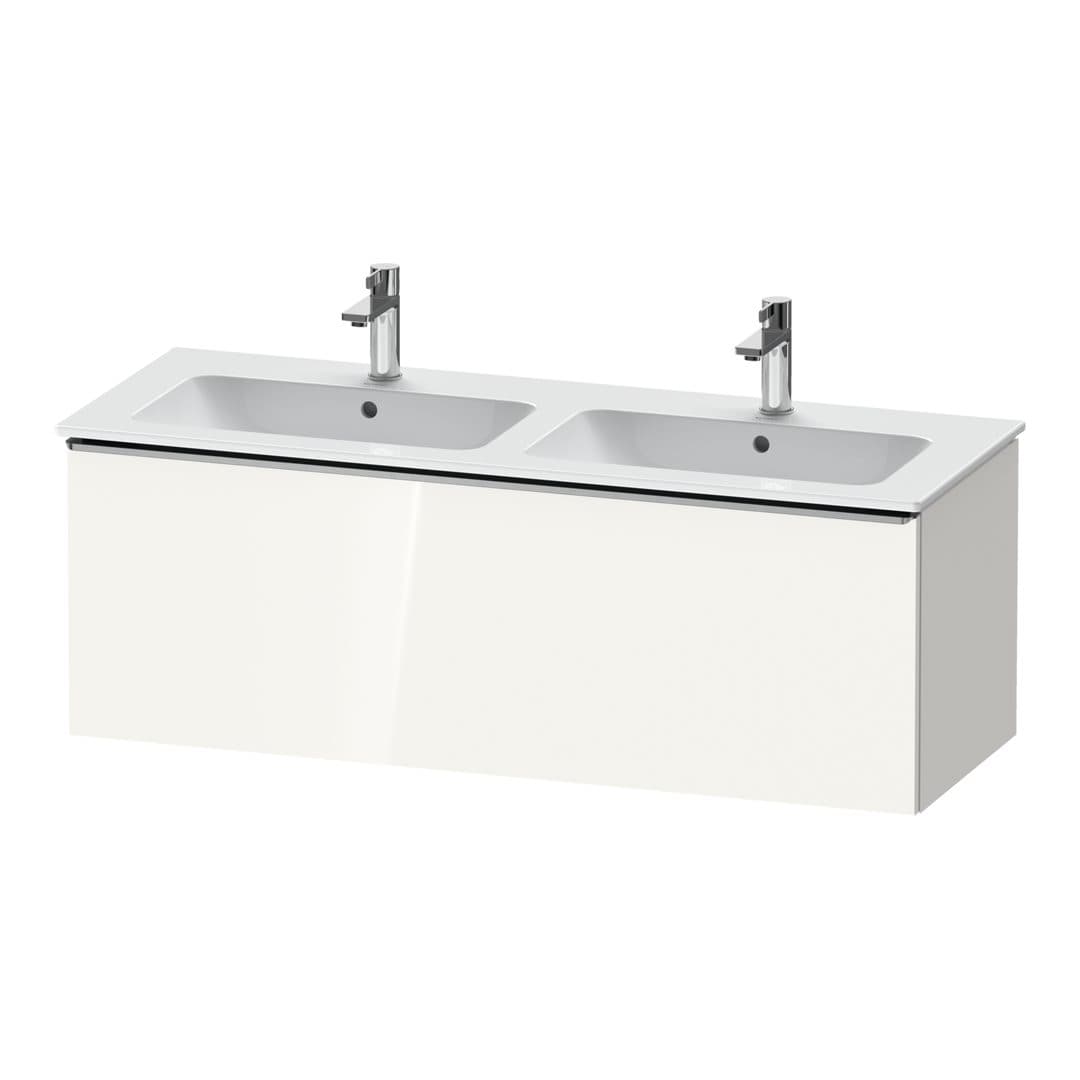 Duravit D-Neo – Έπιπλο Νιπτήρα – 1280 mm, 1 συρτάρι, Stainless steel Brushed – White High Gloss, Decor (DE4265070220000)