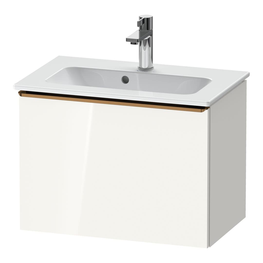 Duravit D-Neo – Έπιπλο Νιπτήρα – 610 mm, 1 συρτάρι, νιπτήρας κέντρο, Compact, Bronze Brushed – White High Gloss, Decor (DE4268004220000)