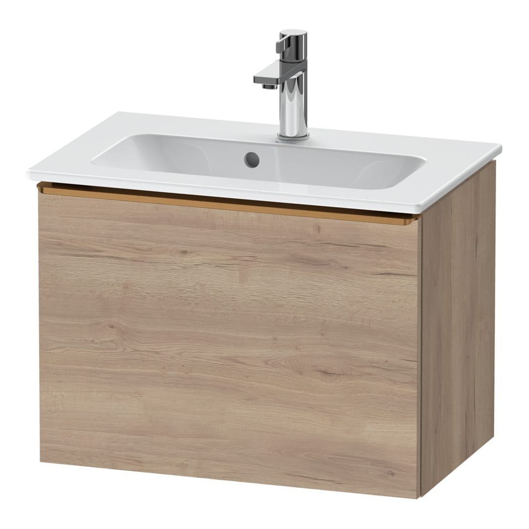 Duravit D-Neo – Έπιπλο Νιπτήρα – 610 mm, 1 συρτάρι, νιπτήρας κέντρο, Compact, Bronze Brushed – Marbled Oak Matt, Decor (DE4268004550000)