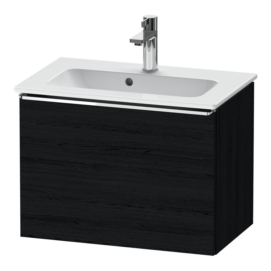 Duravit D-Neo – Έπιπλο Νιπτήρα – 610 mm, 1 συρτάρι, νιπτήρας κέντρο, Compact, Chrome High Gloss – Black oak Matt, Decor (DE4268010160000)