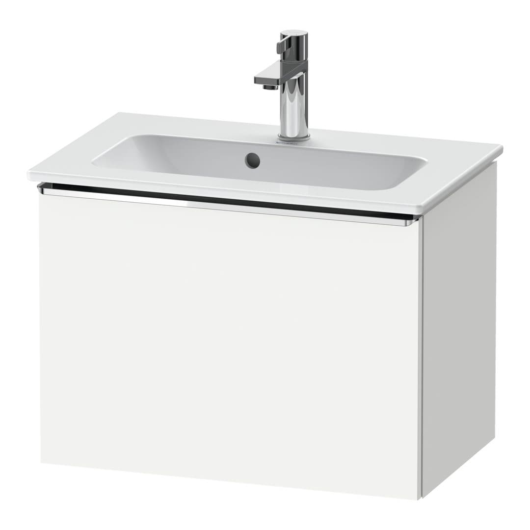 Duravit D-Neo – Έπιπλο Νιπτήρα – 610 mm, 1 συρτάρι, νιπτήρας κέντρο, Compact, Chrome High Gloss – White Matt, Decor (DE4268010180000)