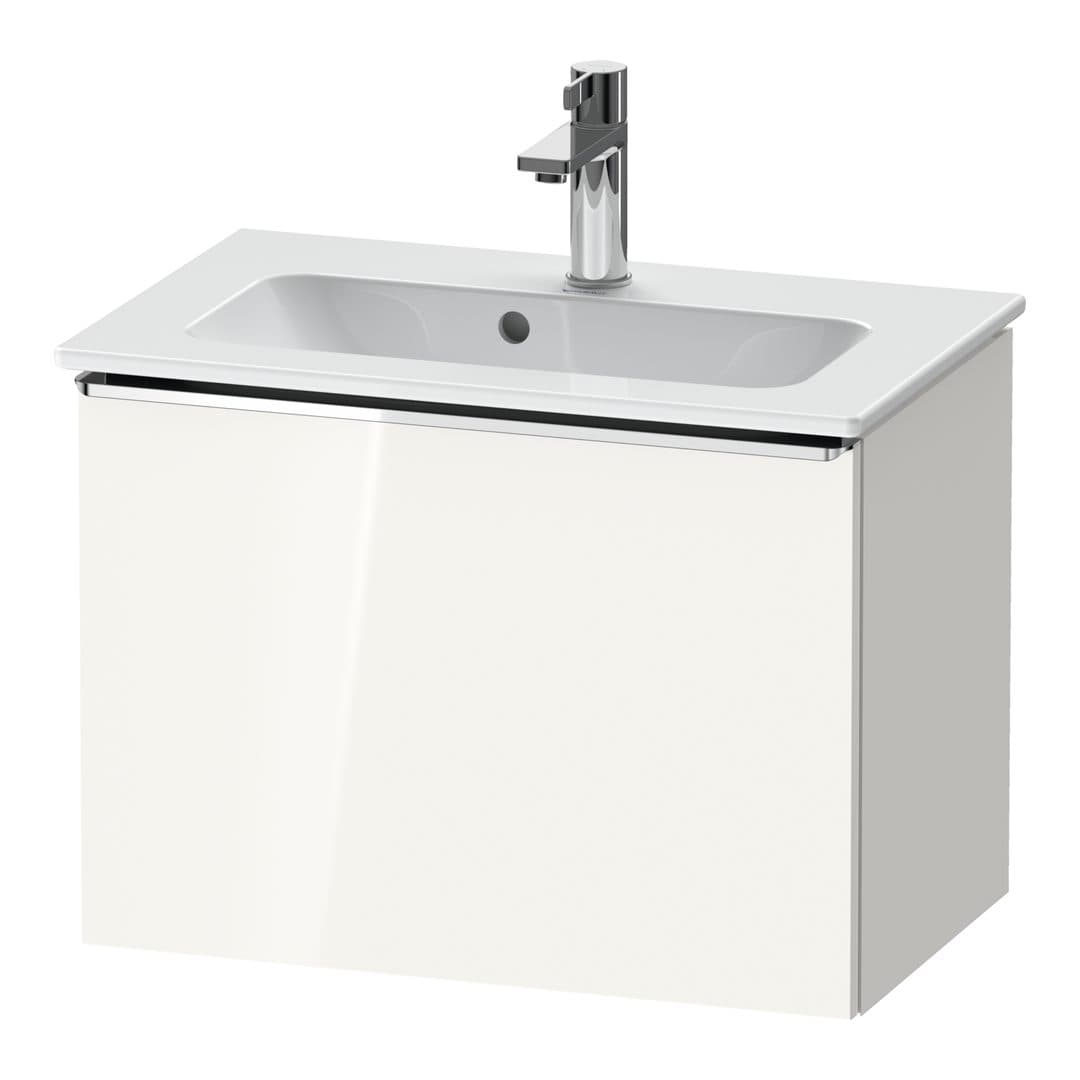 Duravit D-Neo – Έπιπλο Νιπτήρα – 610 mm, 1 συρτάρι, νιπτήρας κέντρο, Compact, Chrome High Gloss – White High Gloss, Decor (DE4268010220000)