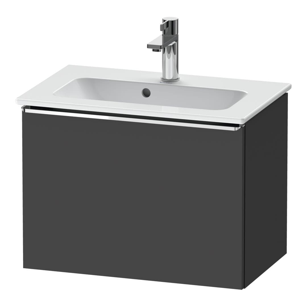 Duravit D-Neo – Έπιπλο Νιπτήρα – 610 mm, 1 συρτάρι, νιπτήρας κέντρο, Compact, Chrome High Gloss – Graphite Matt, Decor (DE4268010490000)